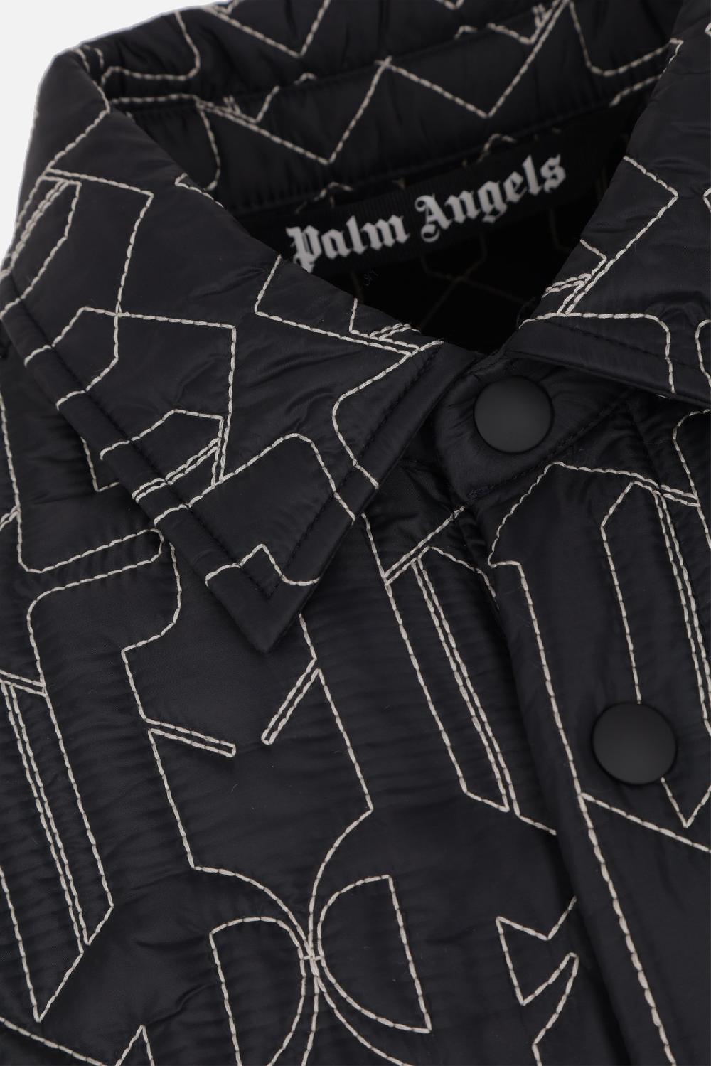 PALM ANGELS Giubbotto In Nylon Trapuntato All Monogram