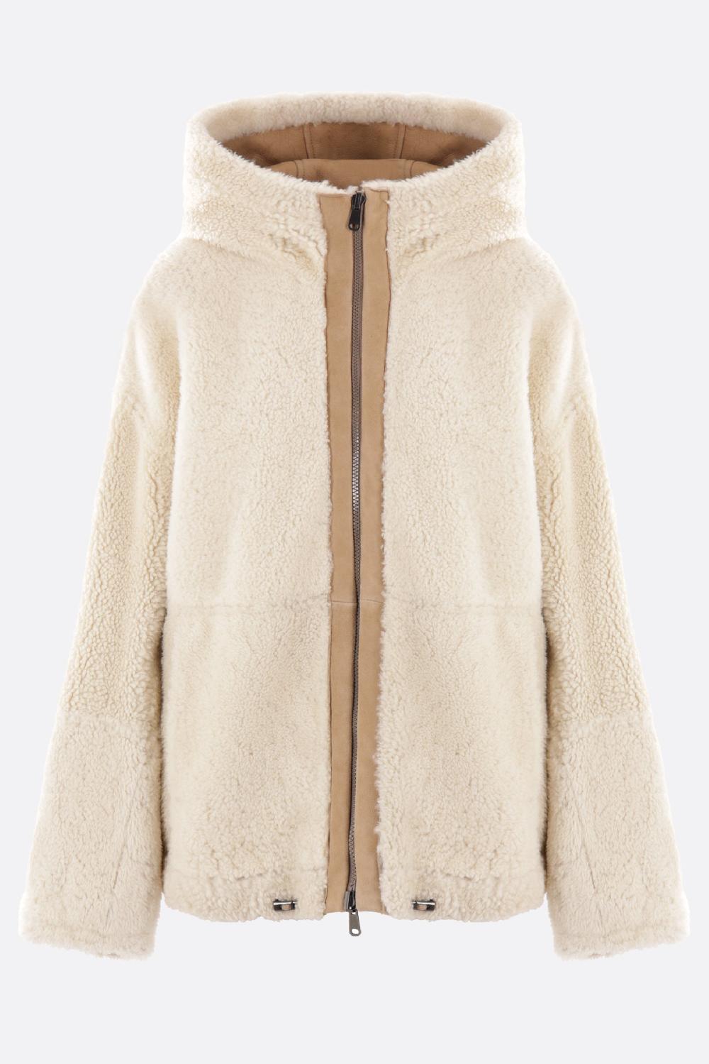 BRUNELLO CUCINELLI Giubbotto Reversibile In Shearling Con Cappuccio