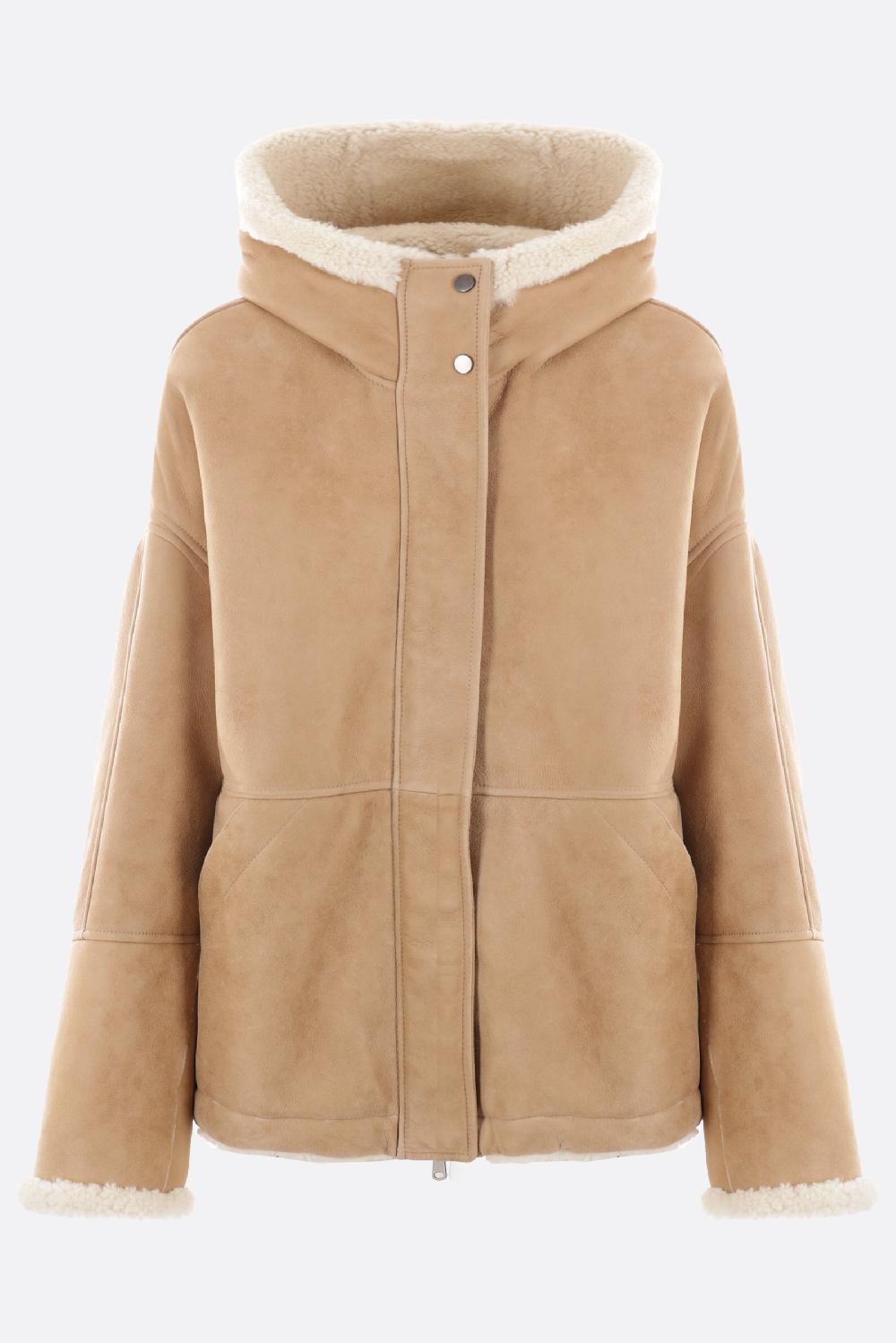BRUNELLO CUCINELLI giubbotto reversibile in shearling con cappuccio