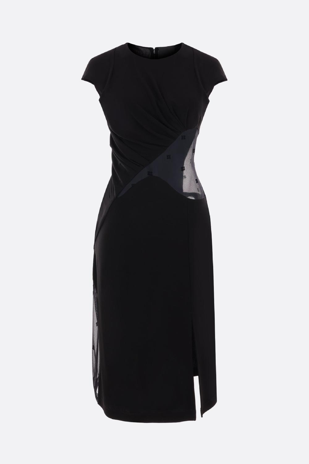 GIVENCHY abito in crepe e rete 4G floccato