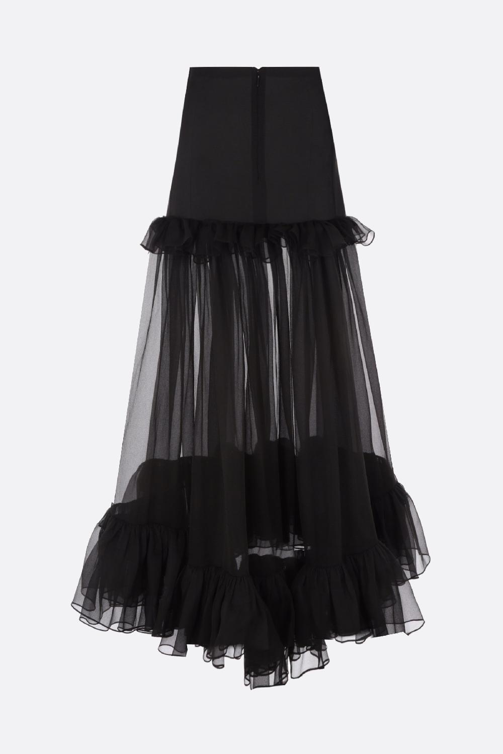 SAINT LAURENT Gonna A Ruota In Cigaline Di Seta Biologica A Balze