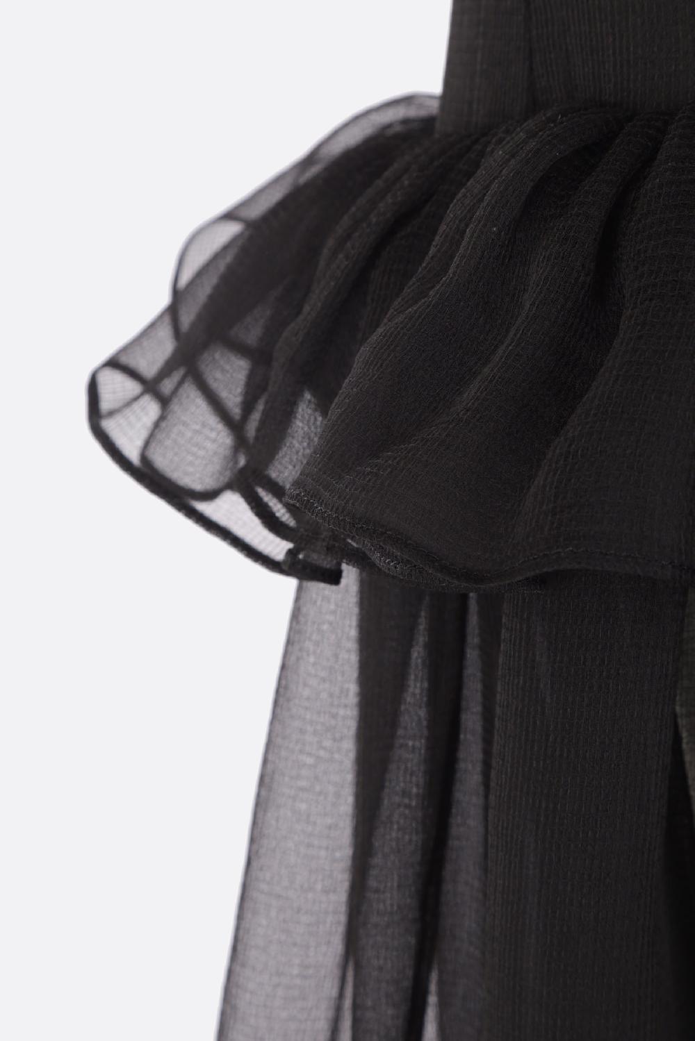 SAINT LAURENT Gonna A Ruota In Cigaline Di Seta Biologica A Balze