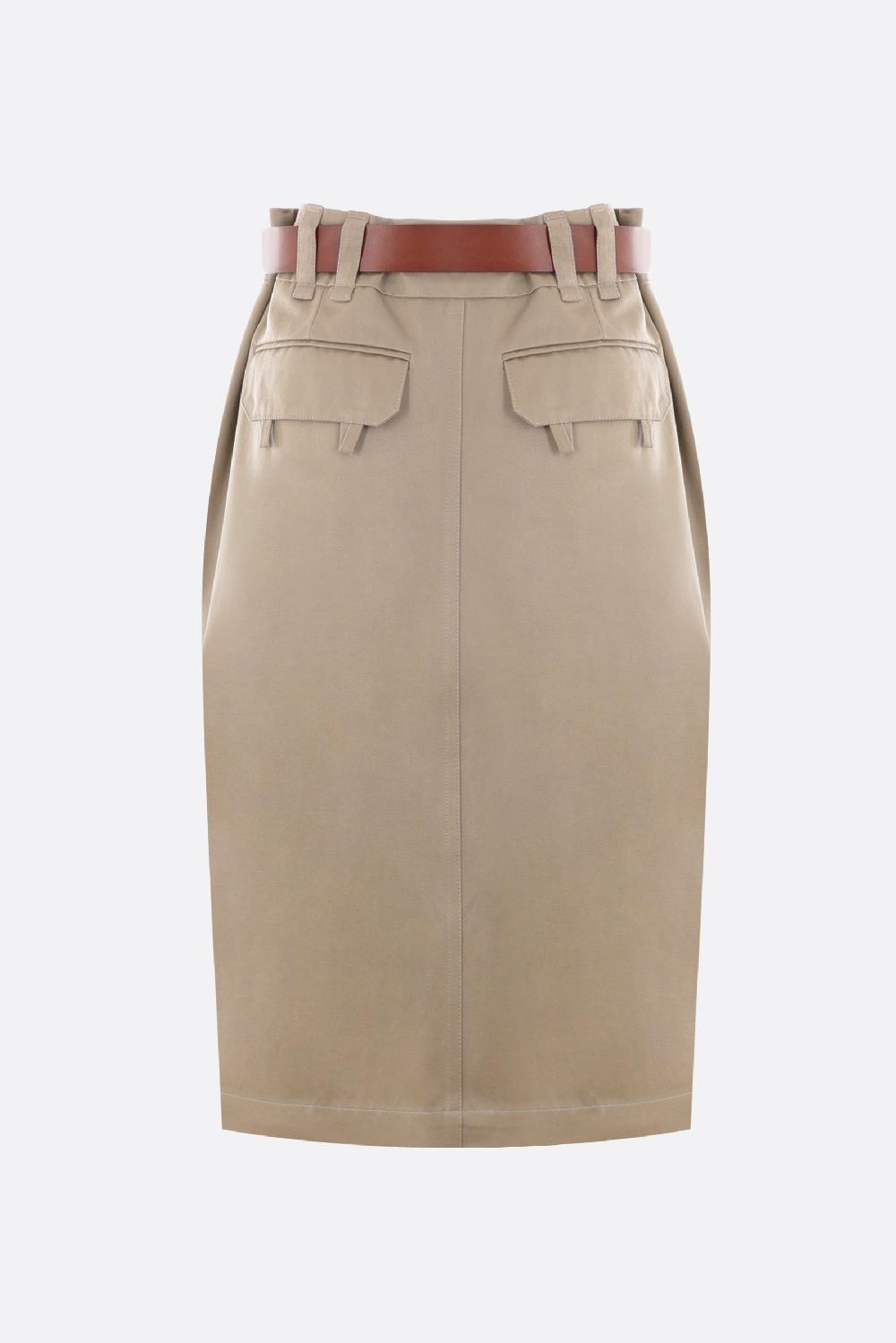 SAINT LAURENT Gonna A Tubino In Gabardine Con Cintura