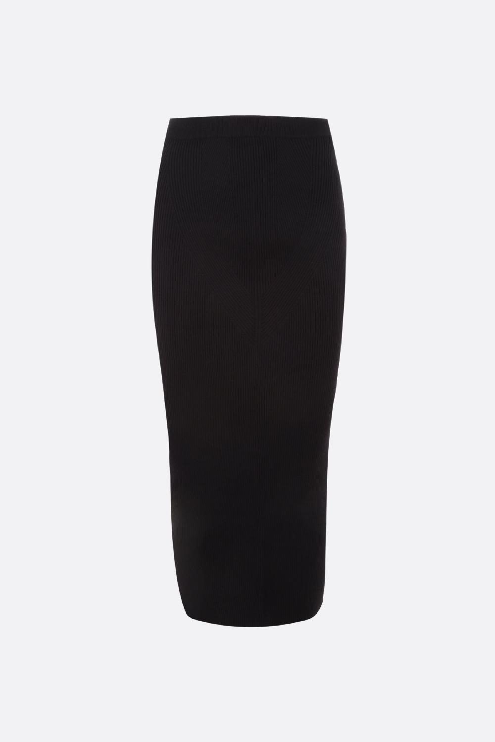 ALEXANDER McQUEEN gonna a tubino in maglia stretch a costine