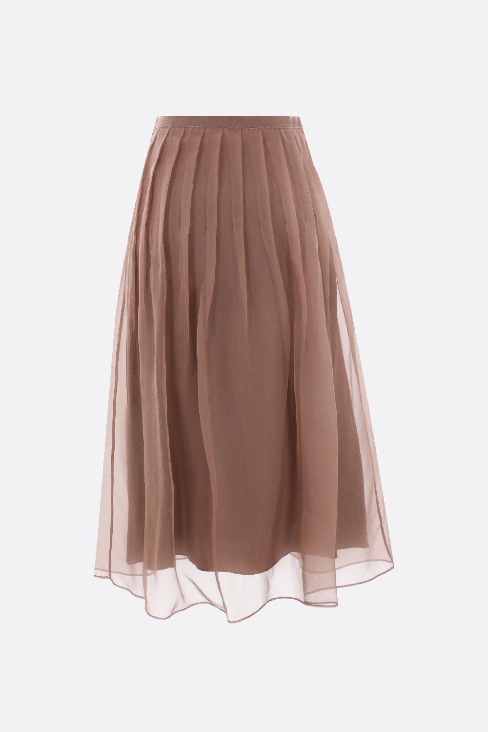 BRUNELLO CUCINELLI Gonna Plissé In Seta Crispy Con Shiny Waistband