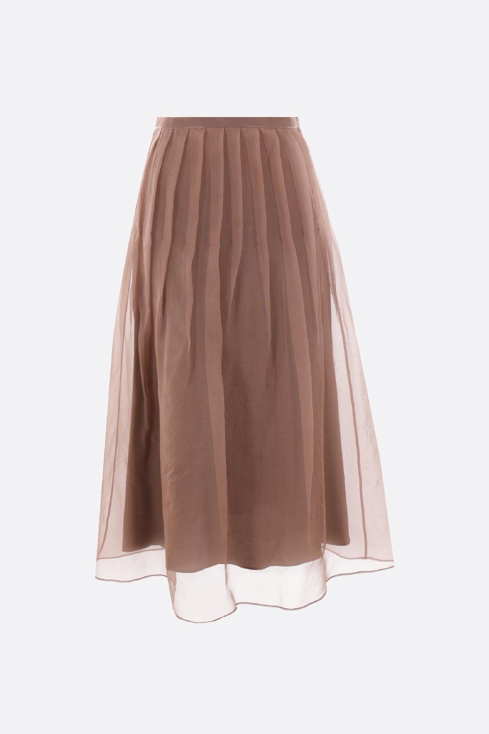 BRUNELLO CUCINELLI gonna plissé in seta Crispy con Shiny Waistband