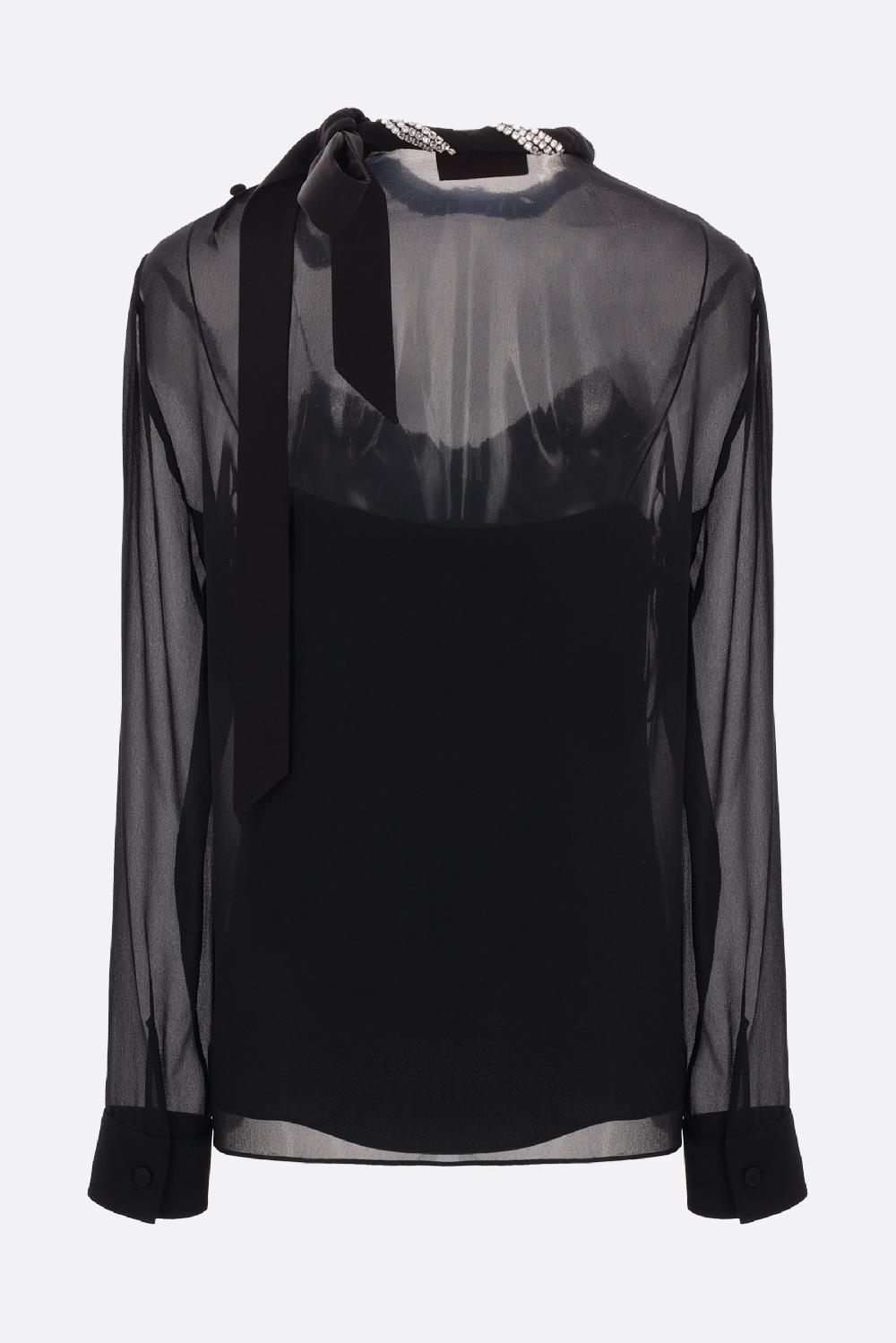 GUCCI Blusa In Georgette Con Torchon Gioiello