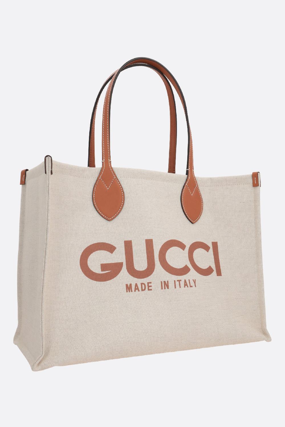 GUCCI Borsa Tote In Canvas Stampa Logo