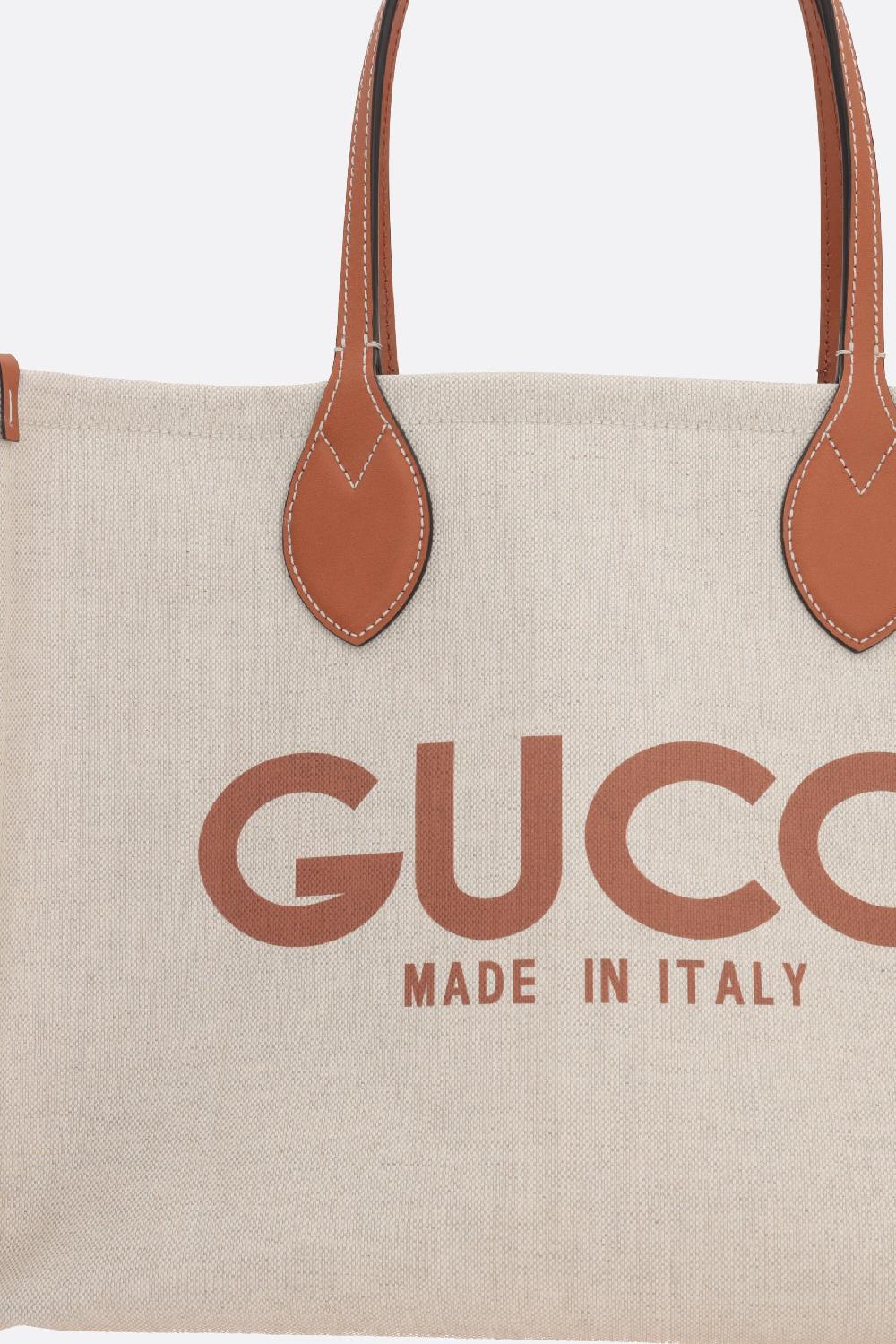 GUCCI Borsa Tote In Canvas Stampa Logo