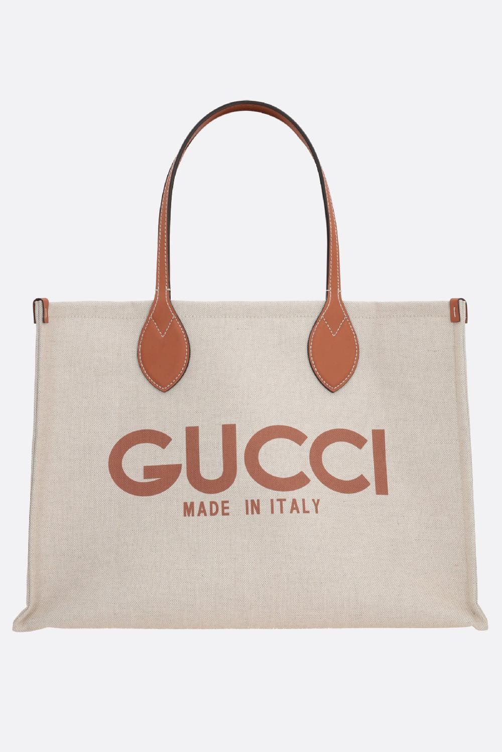 GUCCI borsa tote in canvas stampa logo
