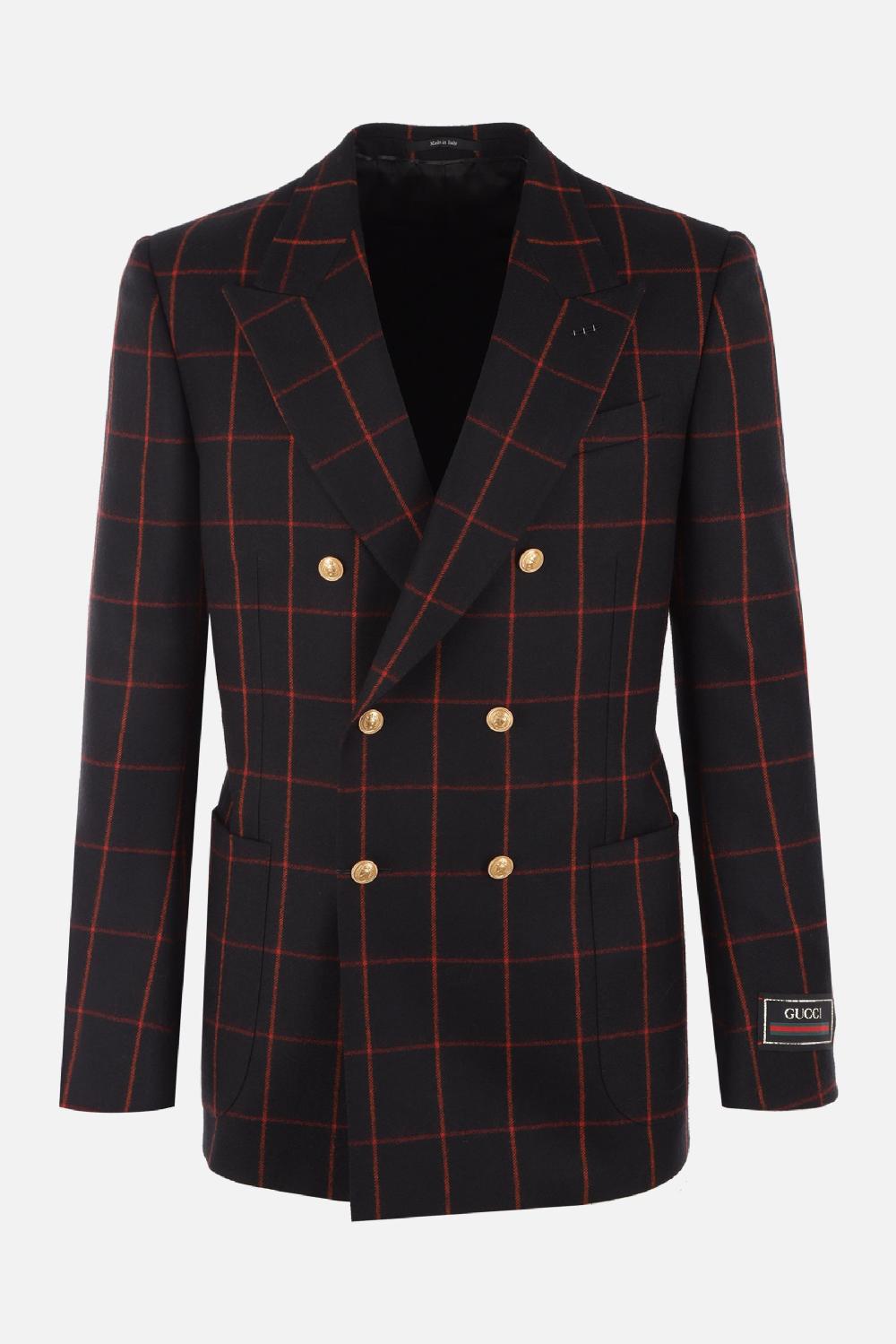 GUCCI giacca doppiopetto in lana a quadri