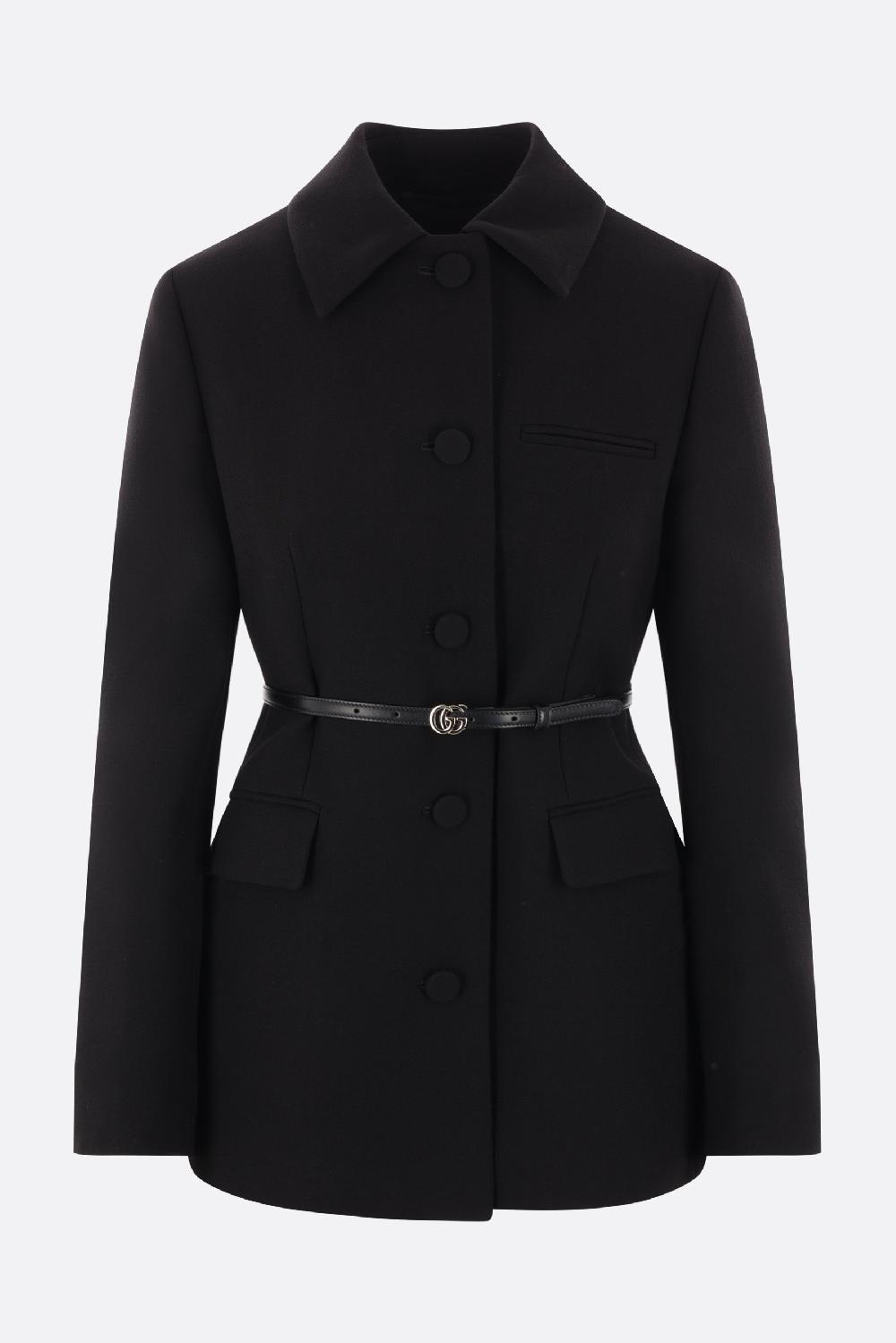 GUCCI giacca in crepe di lana con cintura