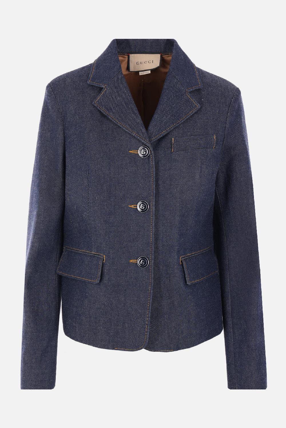 GUCCI giacca monopetto in denim organico