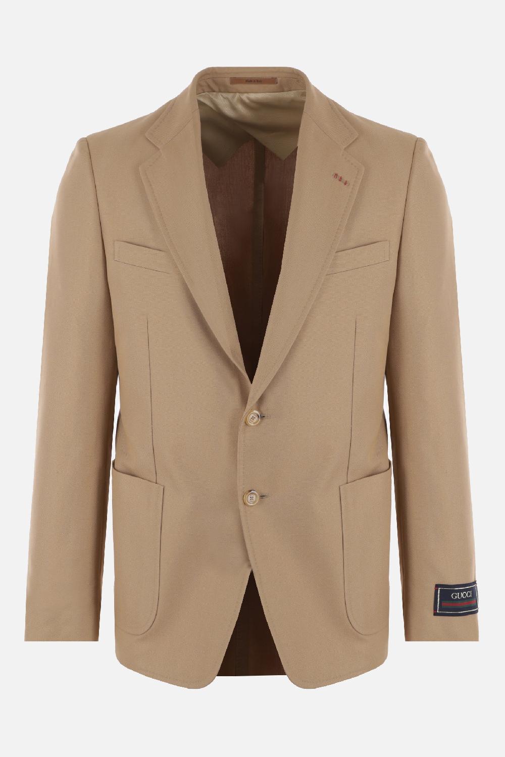 GUCCI giacca monopetto in gabardine di cotone
