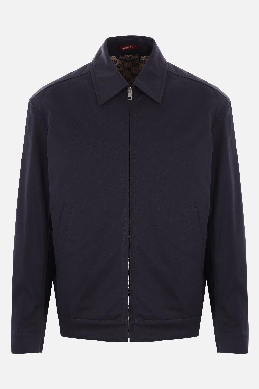 GUCCI giubbotto full-zip in twill con nastro Web
