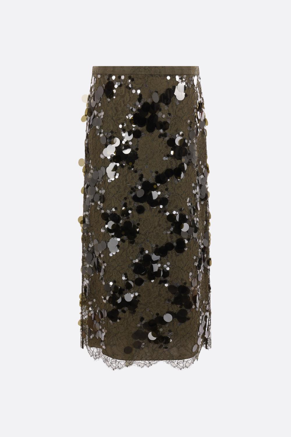 GUCCI gonna a tubino in pizzo con paillettes