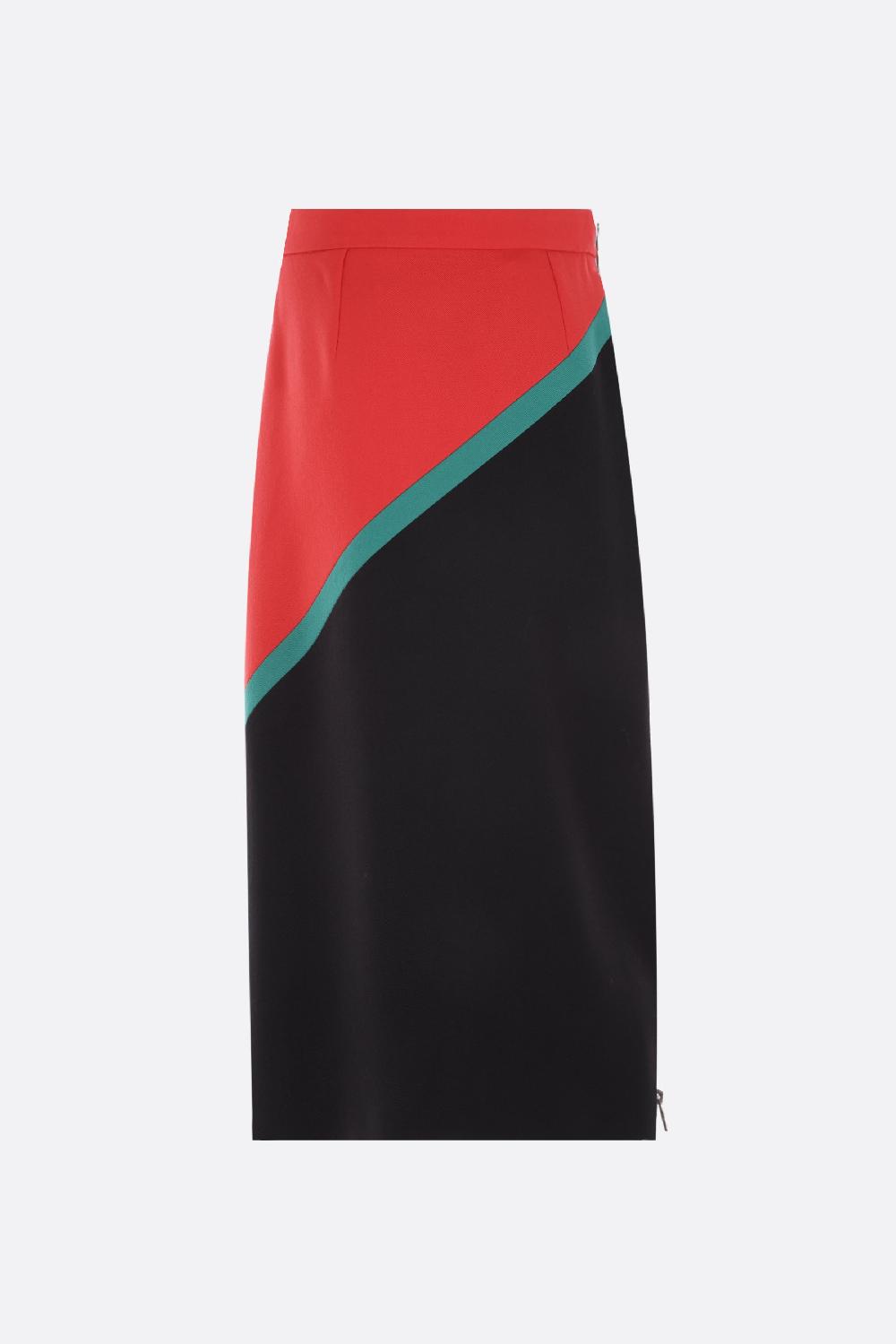 GUCCI Gonna Midi A Trapezio In Twill Di Lana