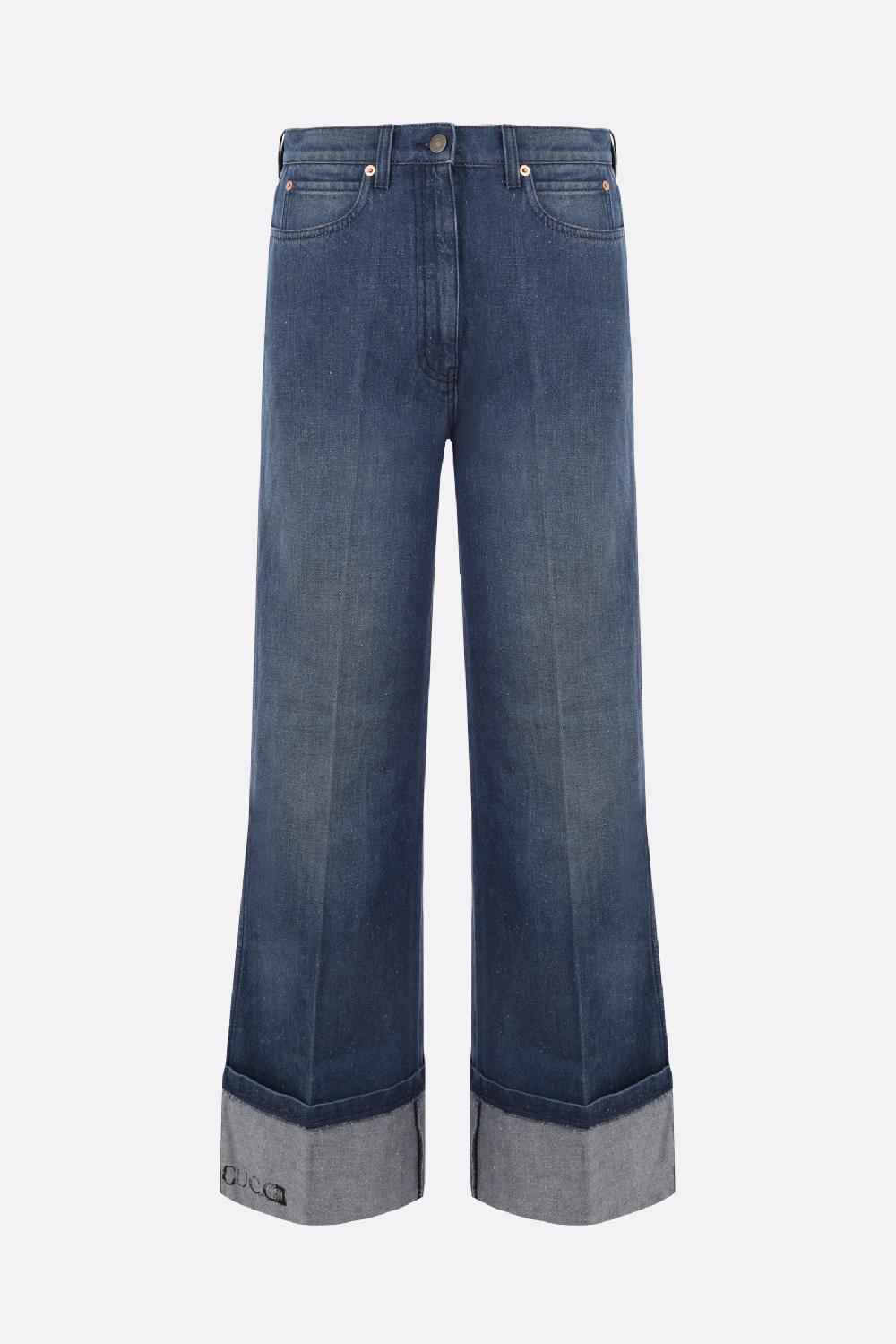 GUCCI jeans a gamba ampia in denim