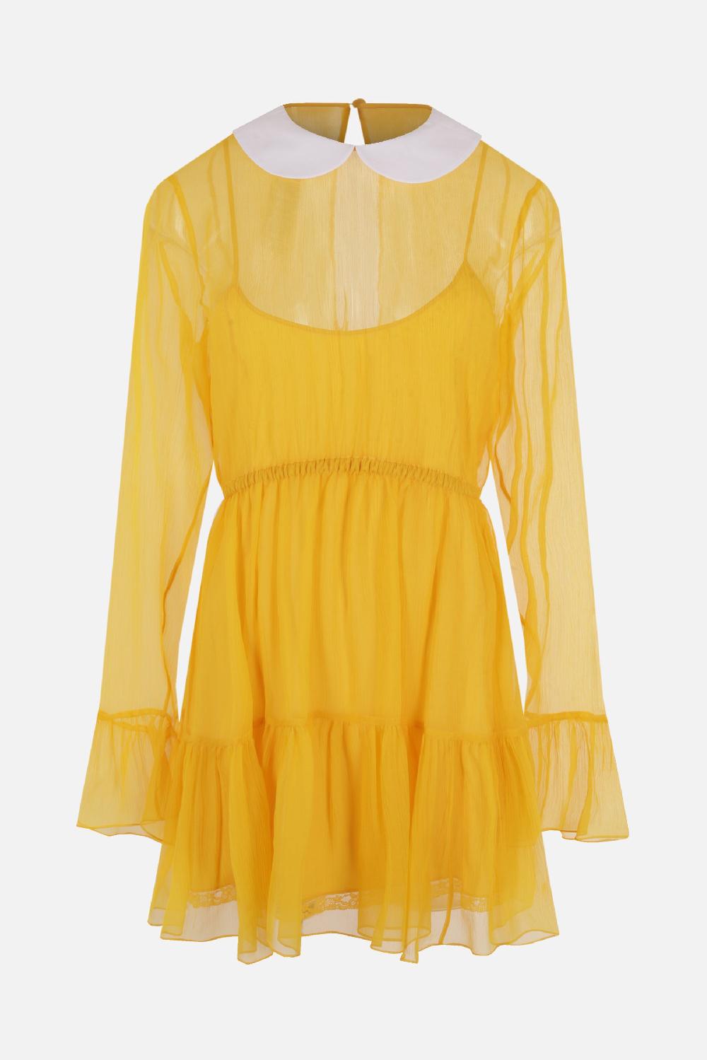GUCCI miniabito in chiffon di seta con colletto