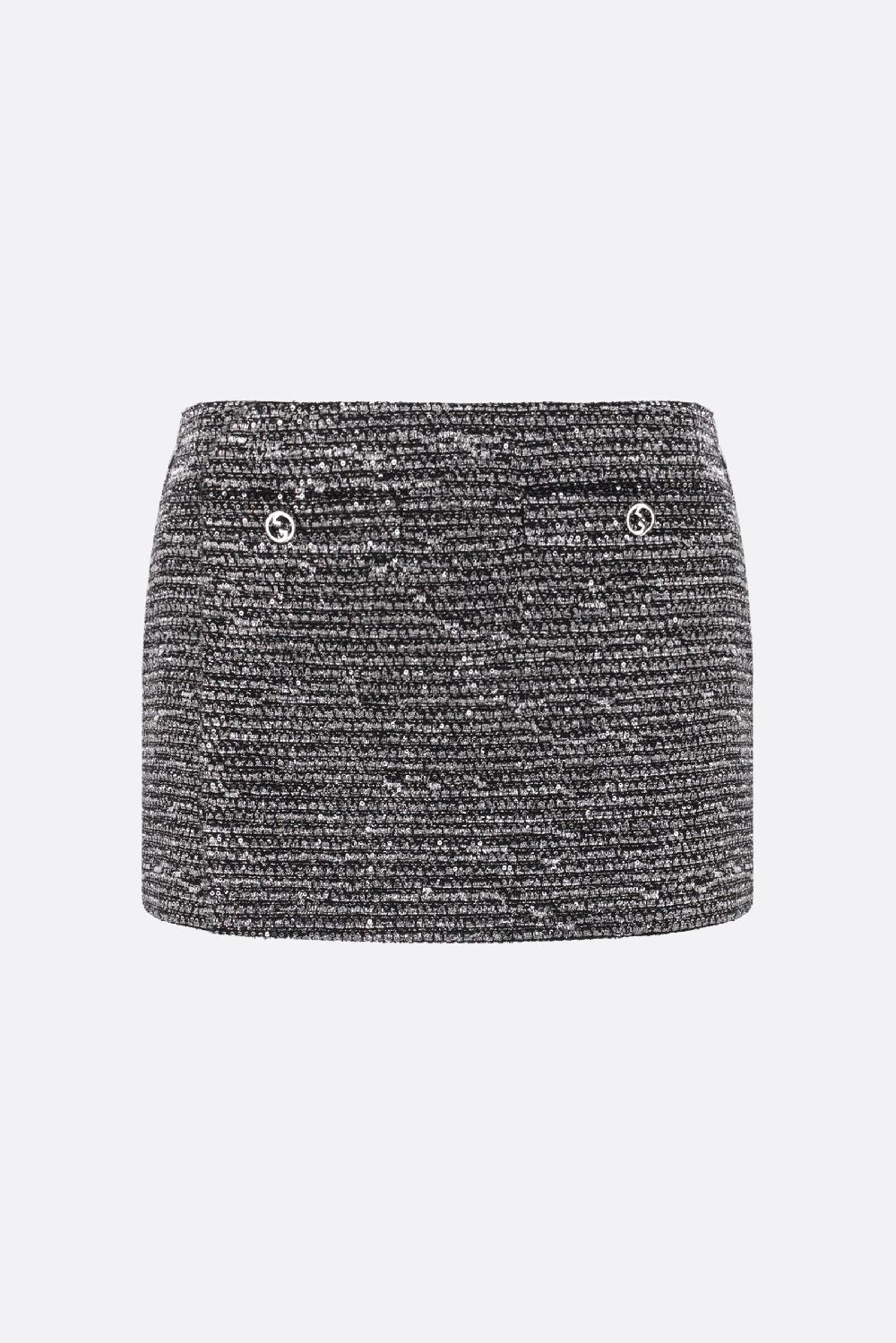 GUCCI minigonna in tweed lamé con paillettes