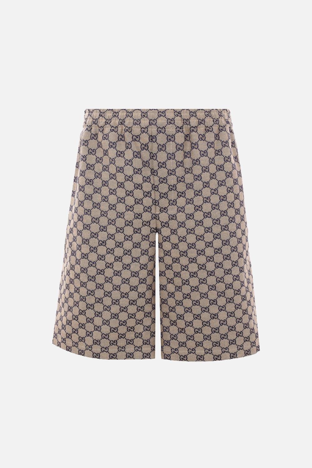 GUCCI pantalone corto in misto lino GG