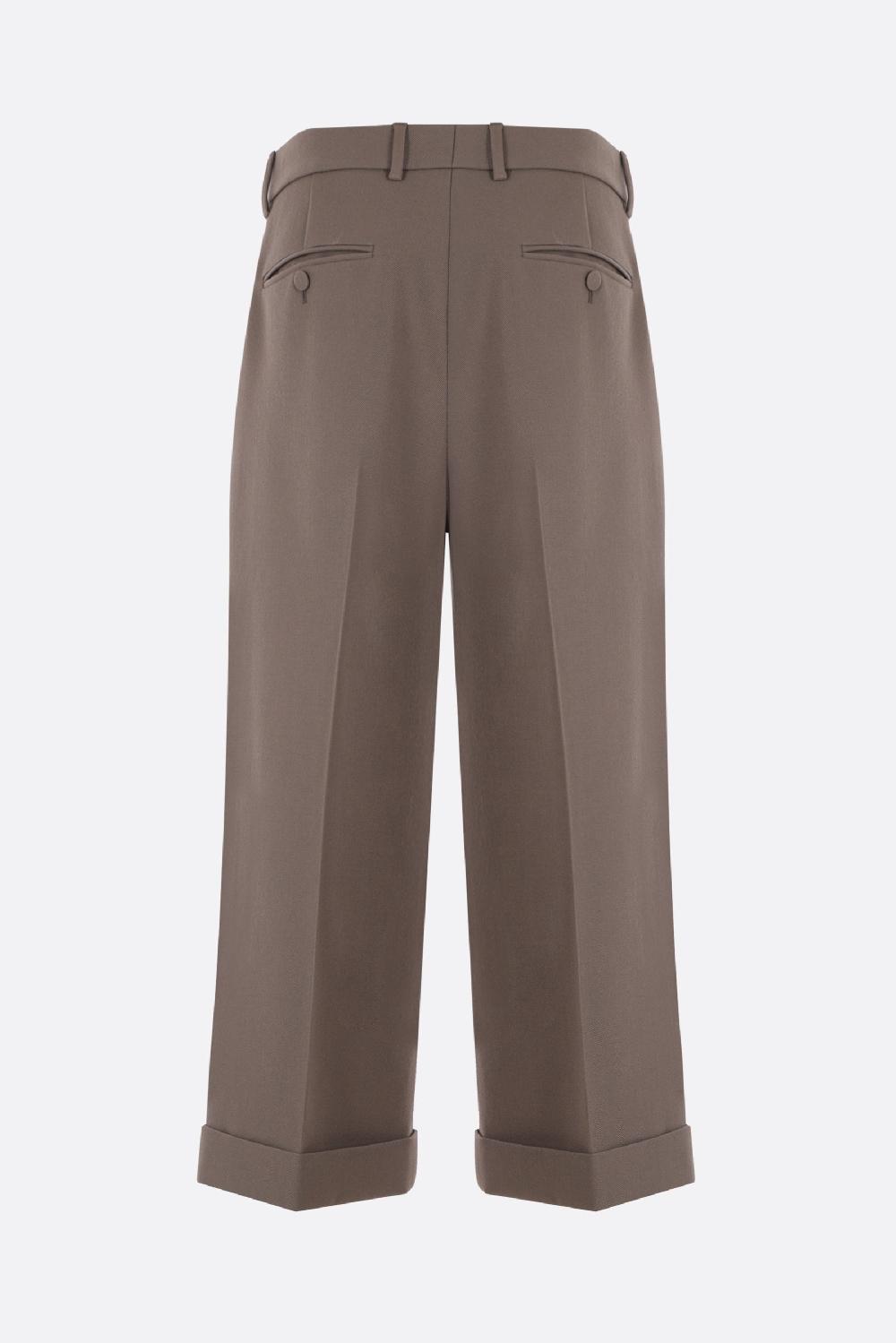 GUCCI Pantalone Cropped A Gamba Larga In Twill