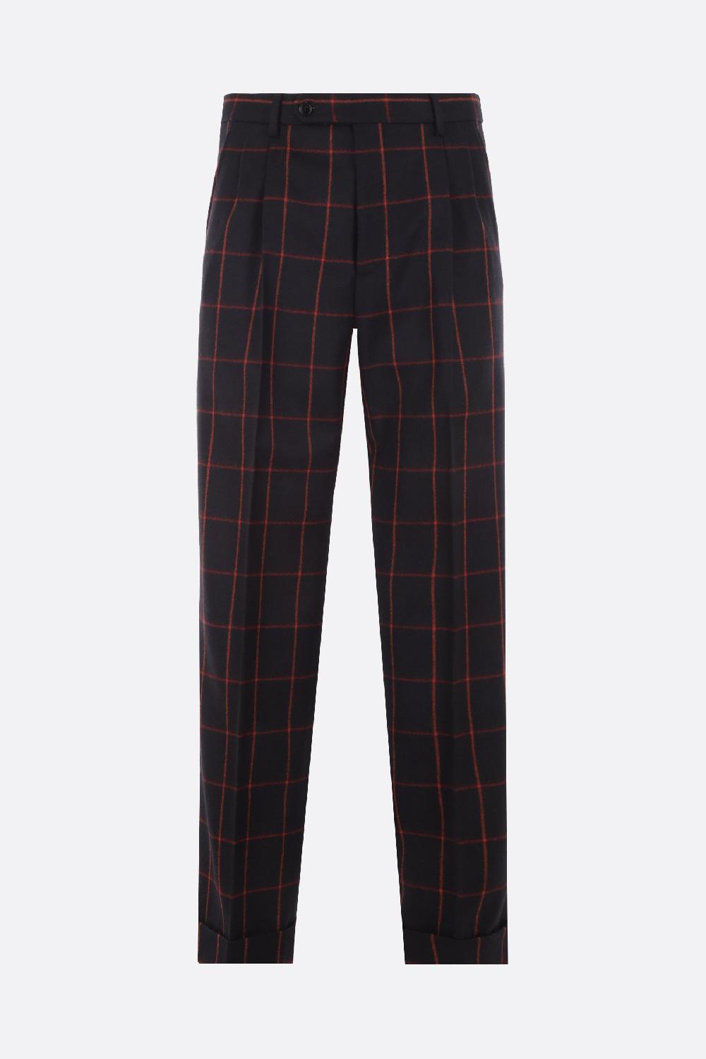 GUCCI pantalone regular-fit in lana a quadri