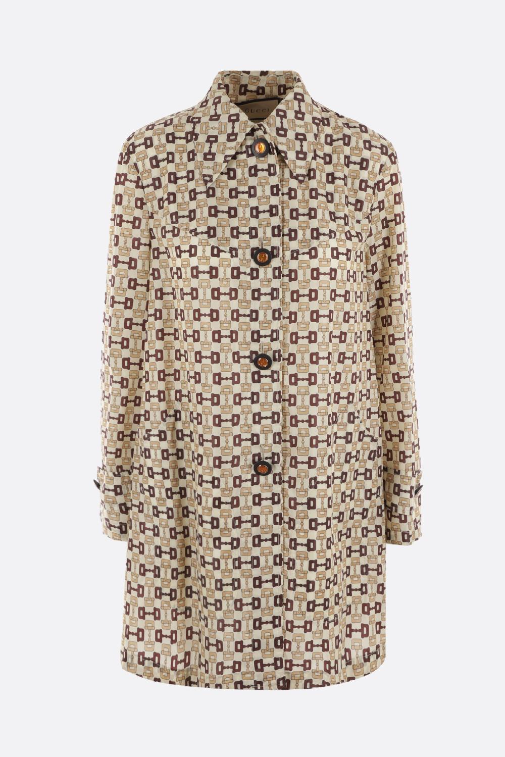 GUCCI soprabito in nylon stampa Morsetto Gucci