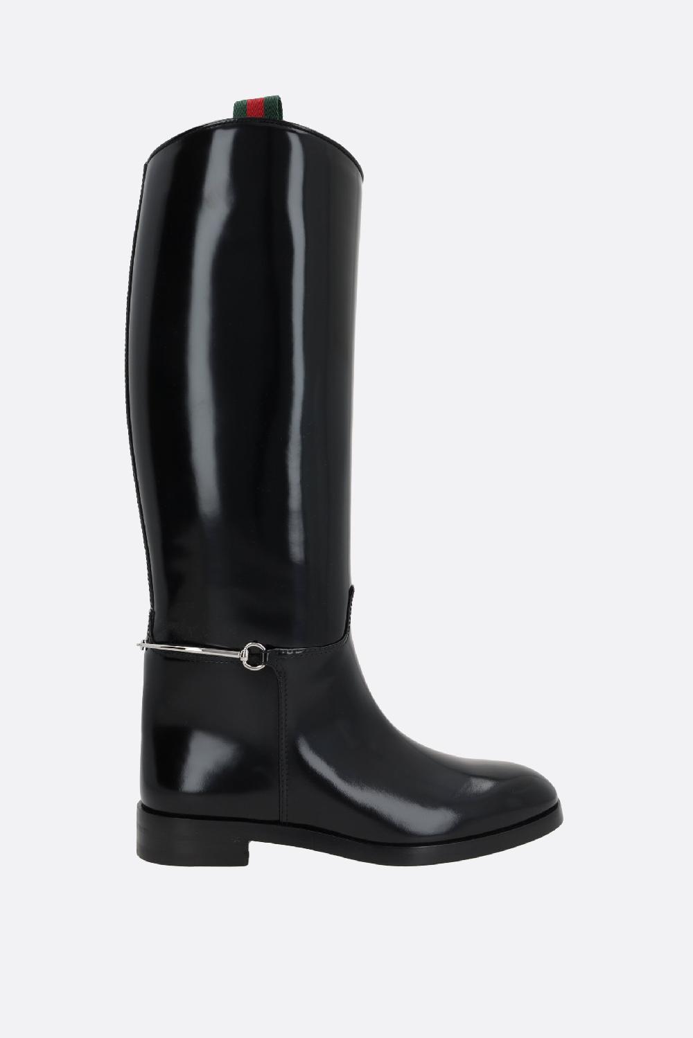 GUCCI stivale in pelle lucida con Morsetto