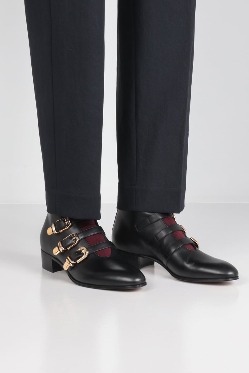 GUCCI Stivaletto In Pelle Liscia Con Fibbie