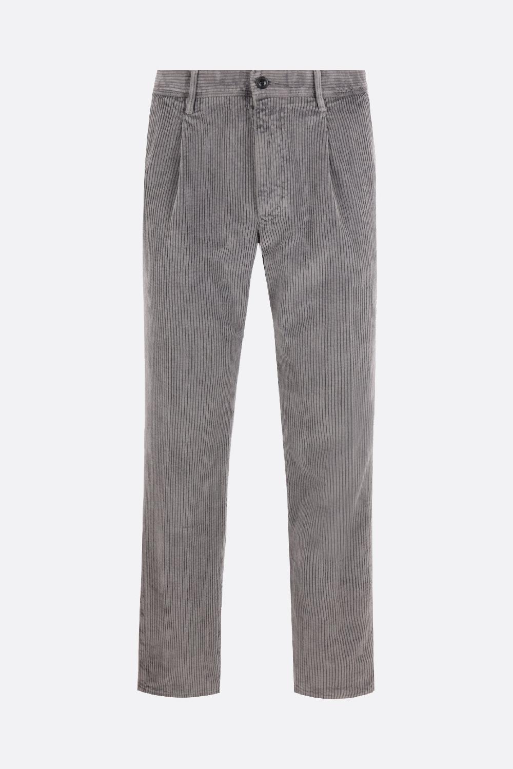 INCOTEX pantalone tapered-fit in velluto a coste