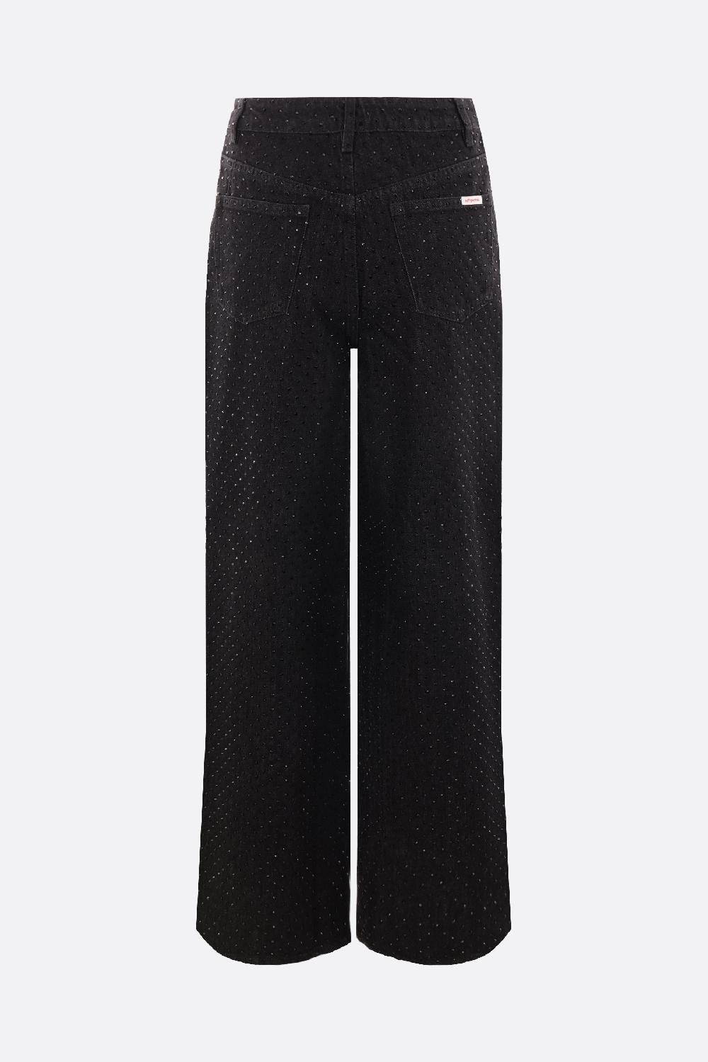 SELF PORTRAIT Jeans A Gamba Ampia In Denim Con Strass