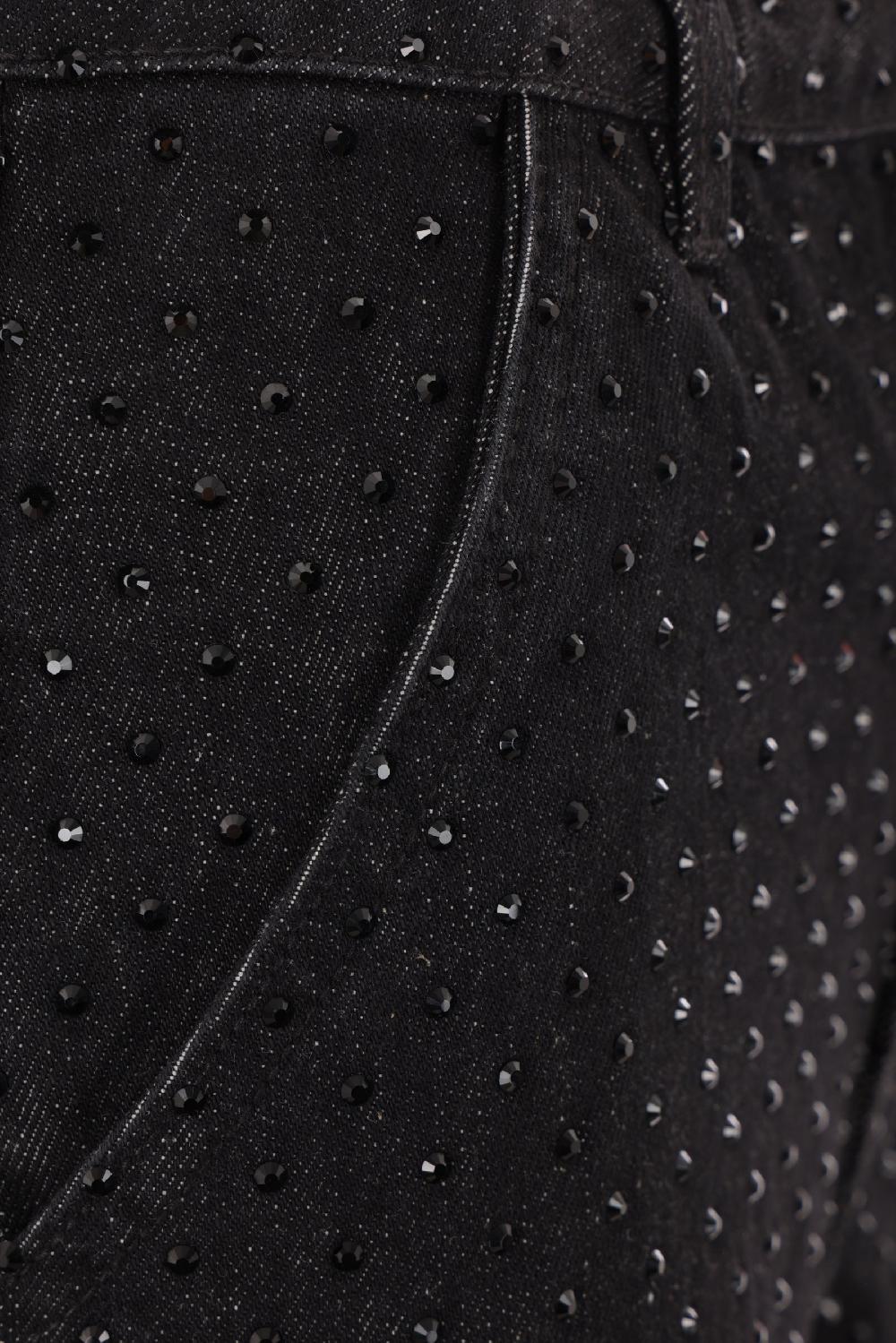 SELF PORTRAIT Jeans A Gamba Ampia In Denim Con Strass