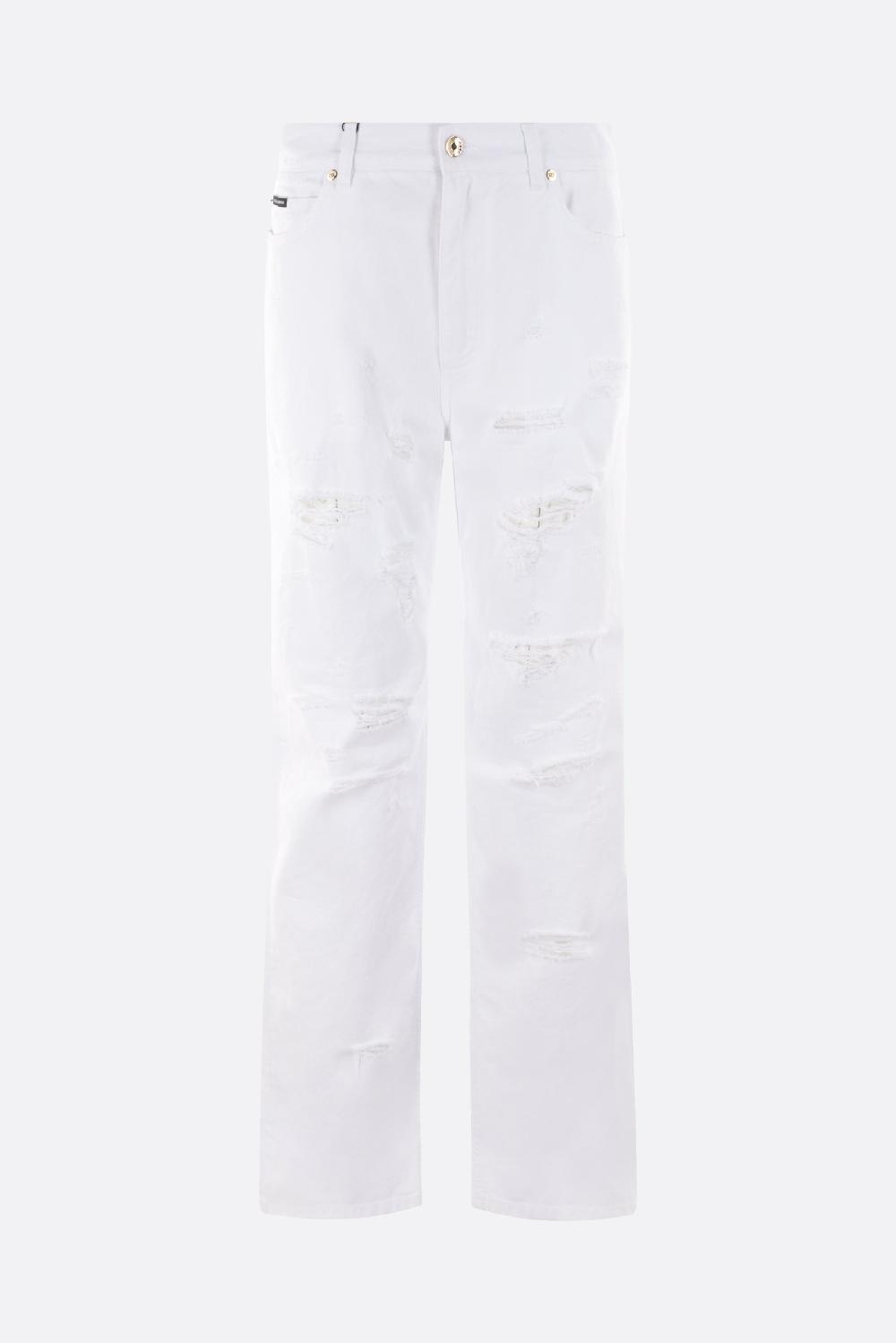 DOLCE & GABBANA jeans a gamba dritta in denim destroyed