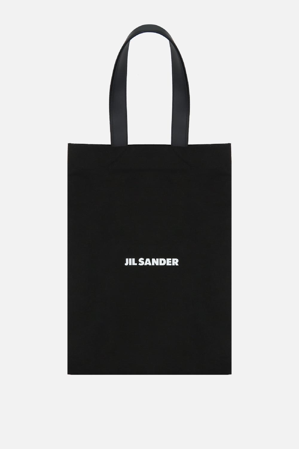 JIL SANDER borsa shopping in canvas stampa logo
