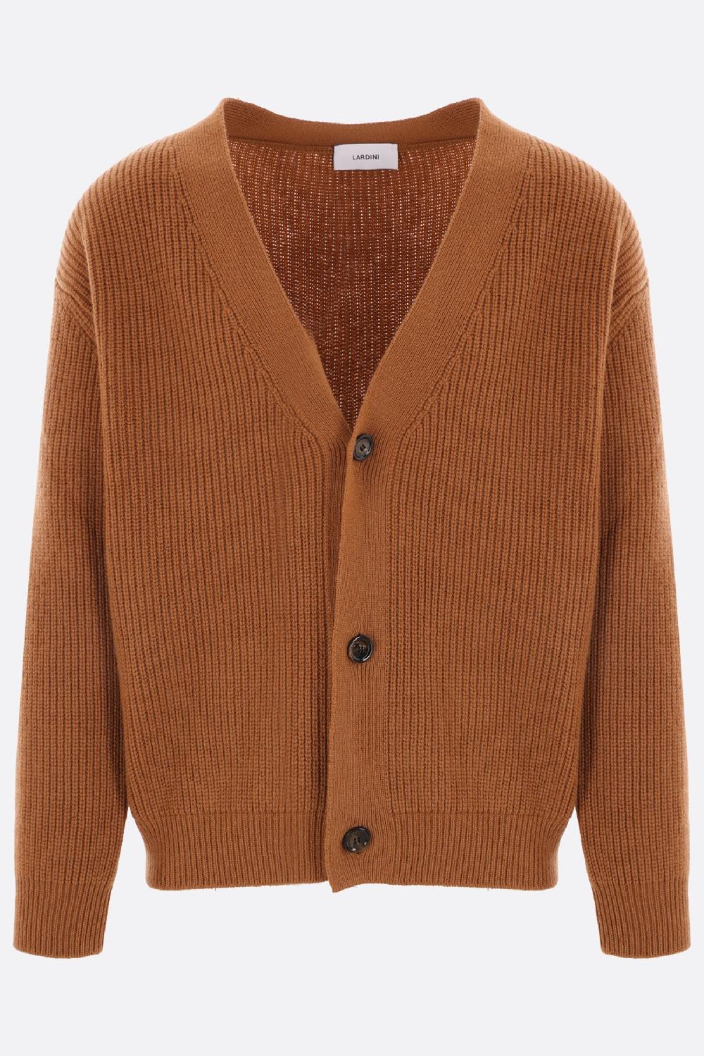 LARDINI cardigan in lana e cashmere a costine