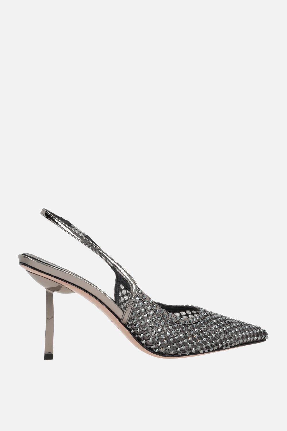 LE SILLA Slingback Gilda In Rete Con Cristalli