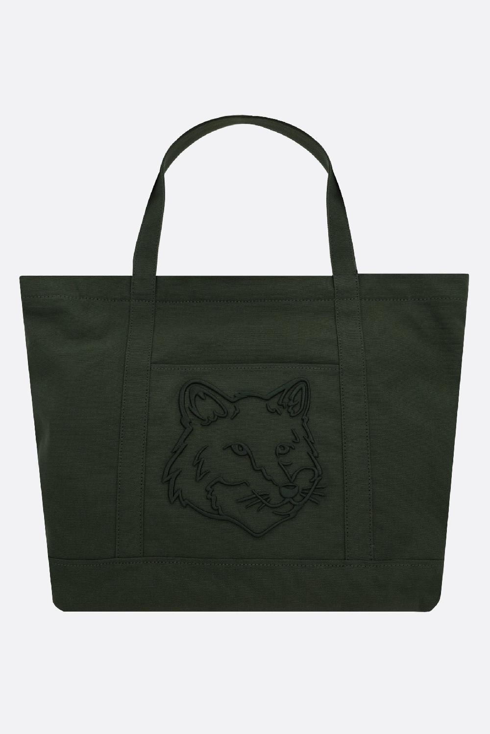 MAISON KITSUNÉ borsa tote Fox Head large in canvas