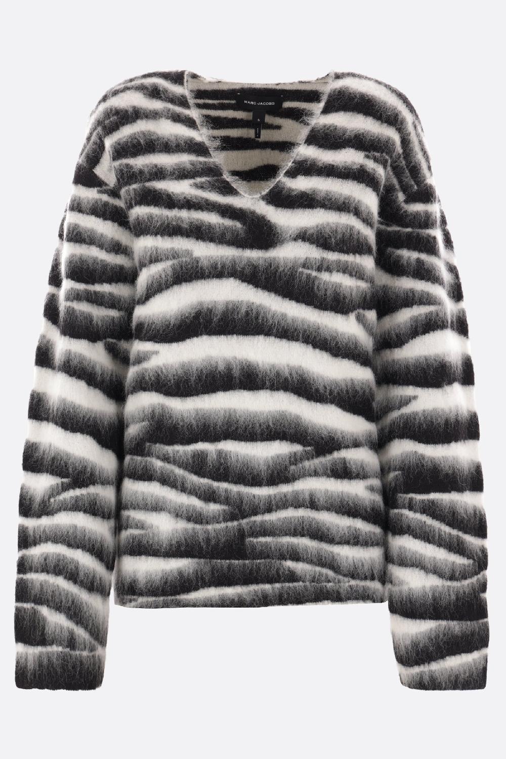 MARC JACOBS pullover in misto lana stampa zebra