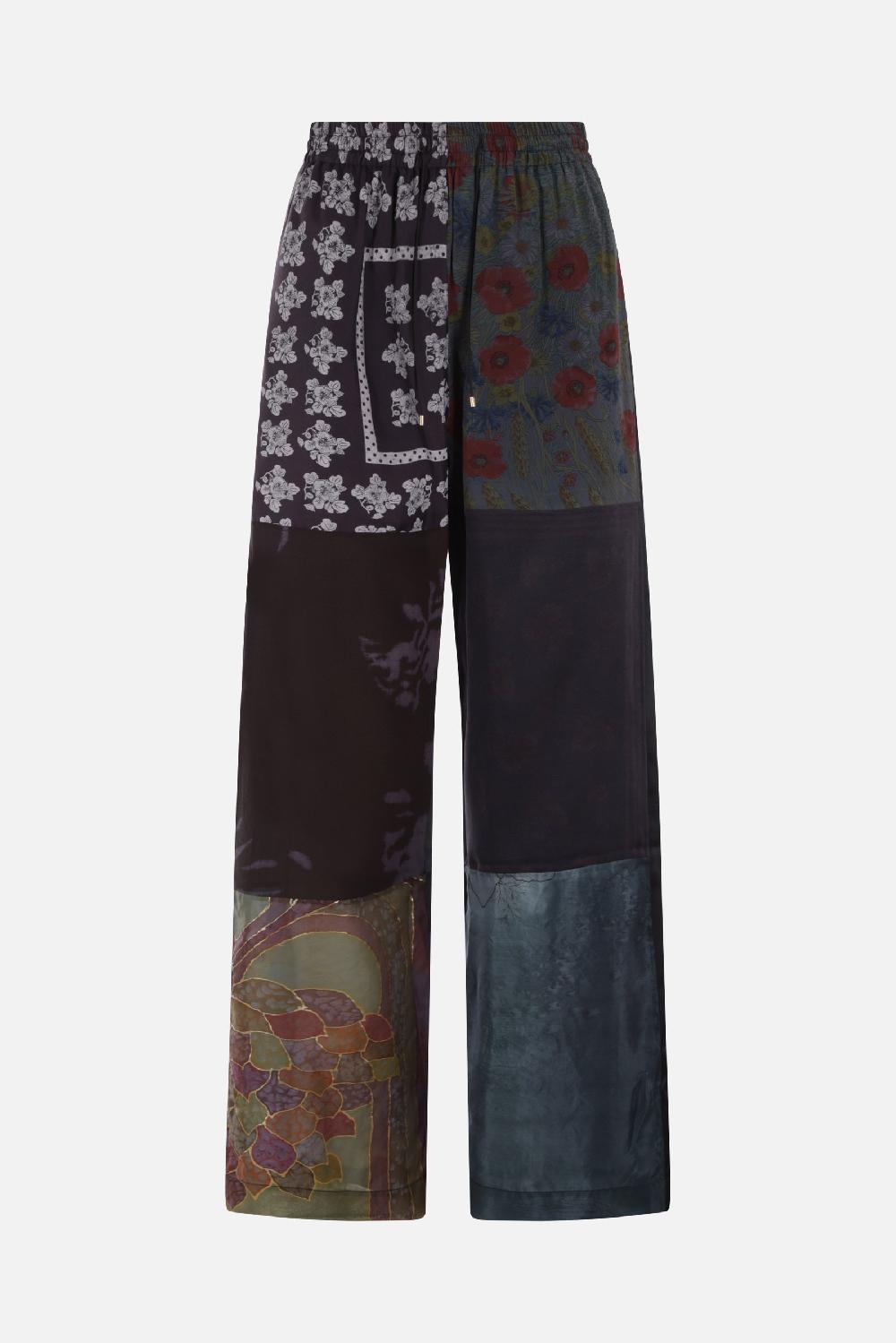 MARINE SERRE pantalone pajama in seta rigenerata