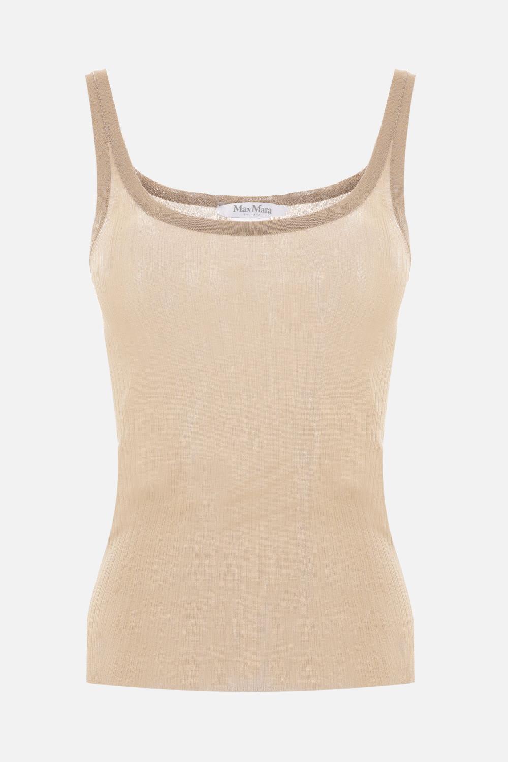 MAX MARA top smanicato Bastia in seta a costine