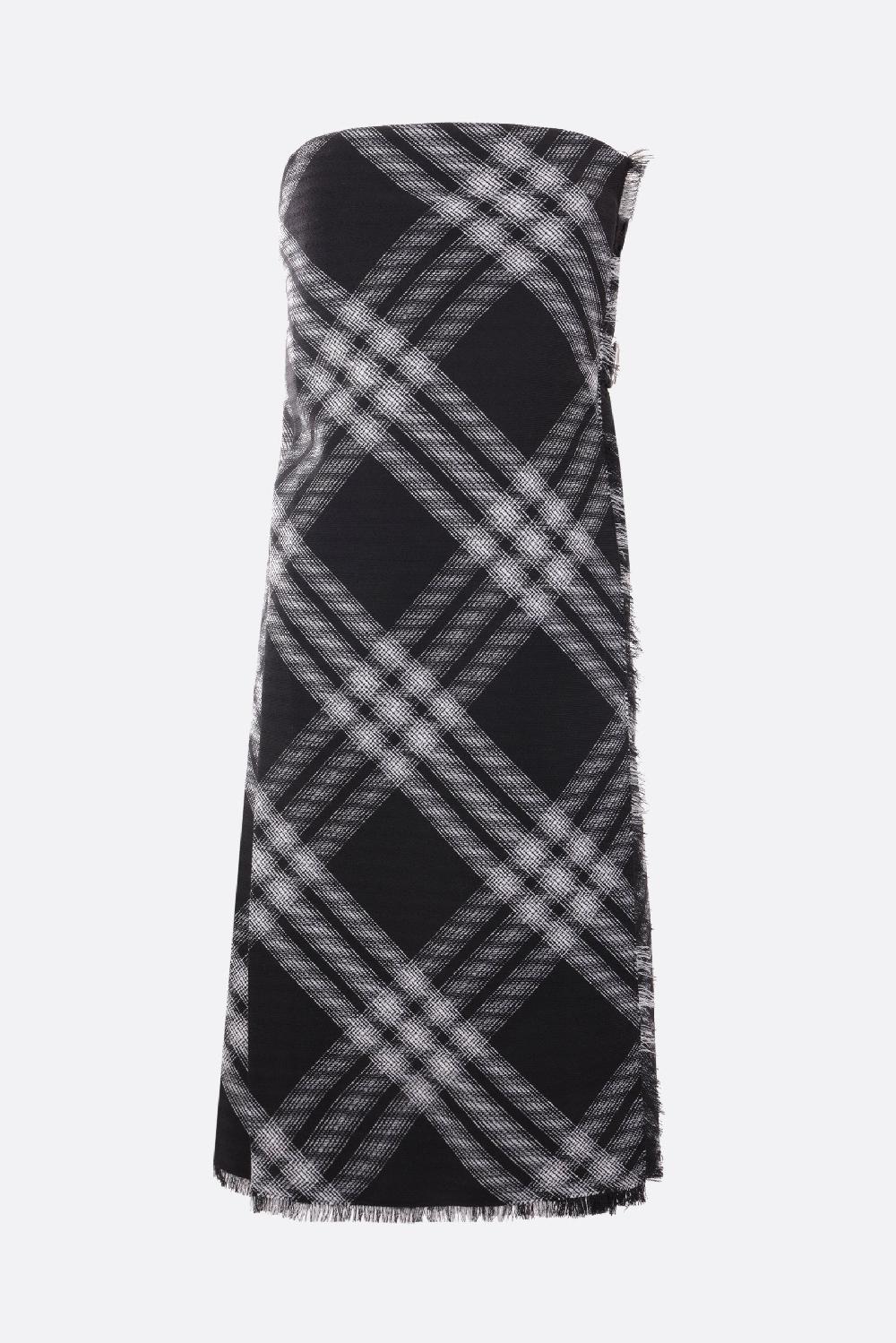 BURBERRY miniabito bustier a portafoglio in lana tartan
