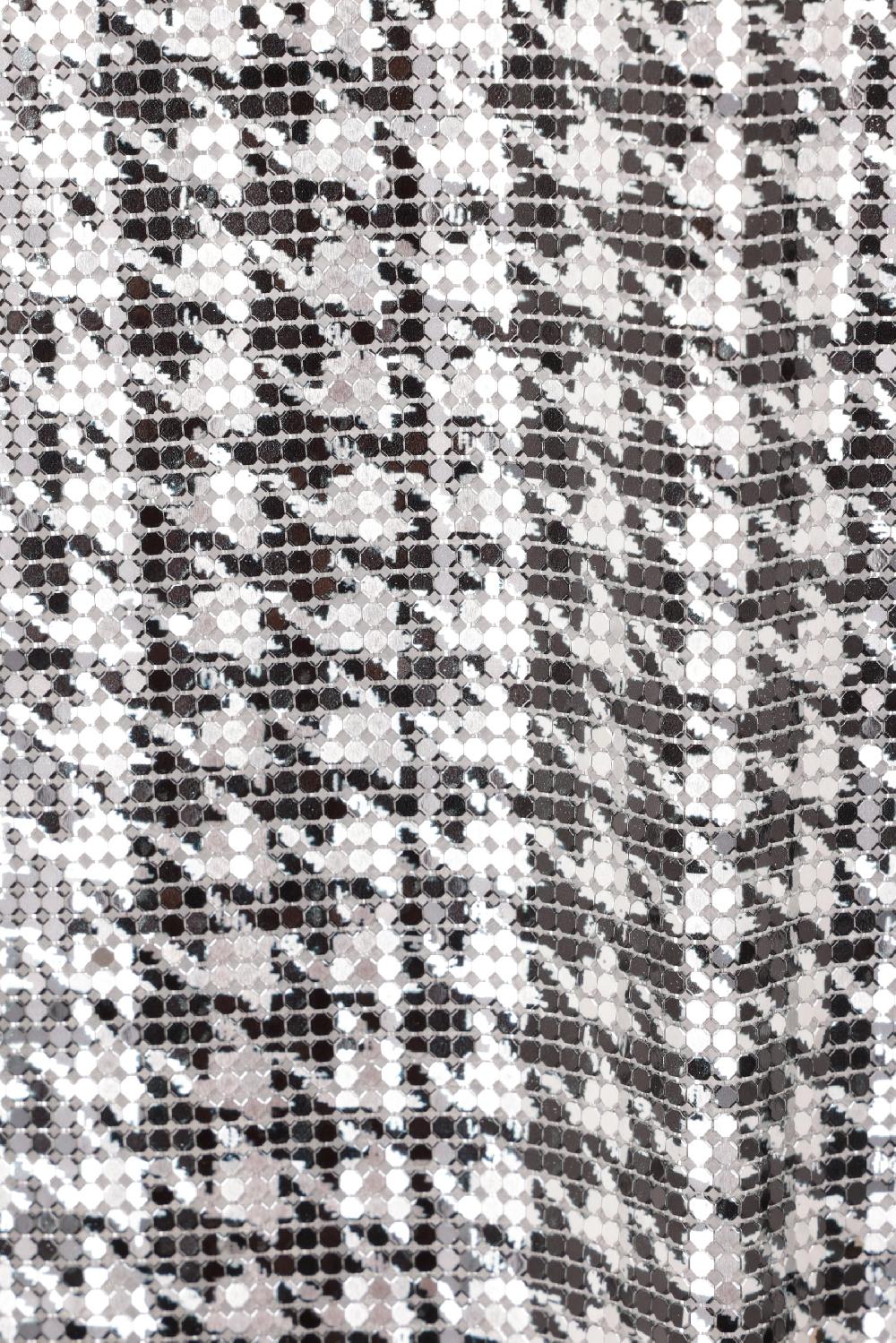 RABANNE Miniabito In Maglia Metallica Stampa Pied-de-poule