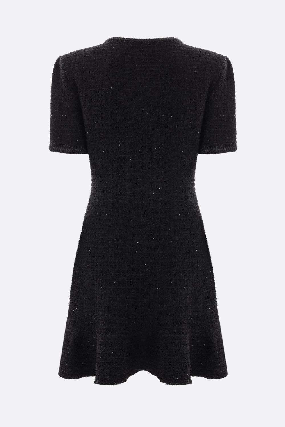 SELF PORTRAIT Miniabito In Maglia Texturizzata Con Paillettes