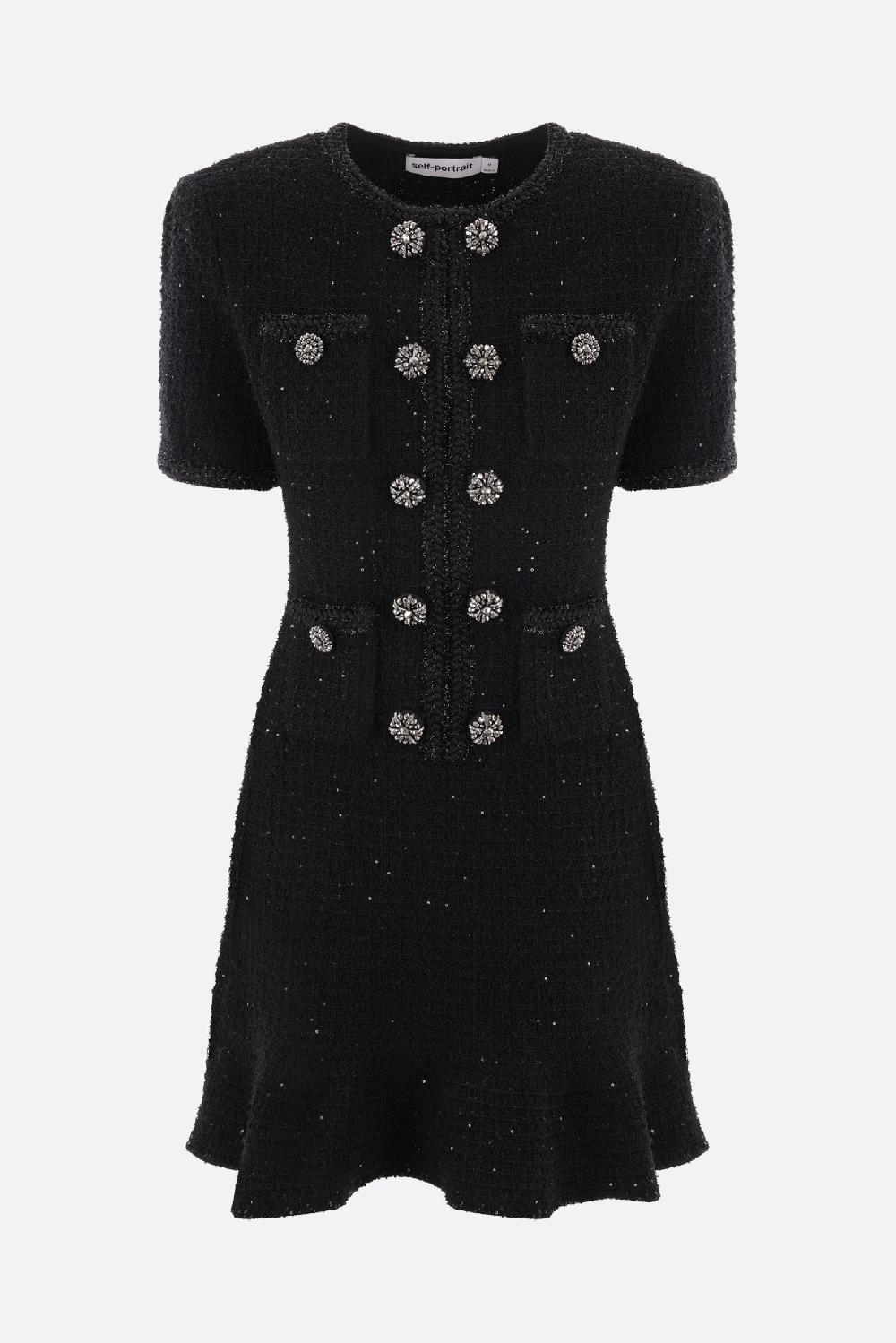 SELF PORTRAIT miniabito in maglia texturizzata con paillettes