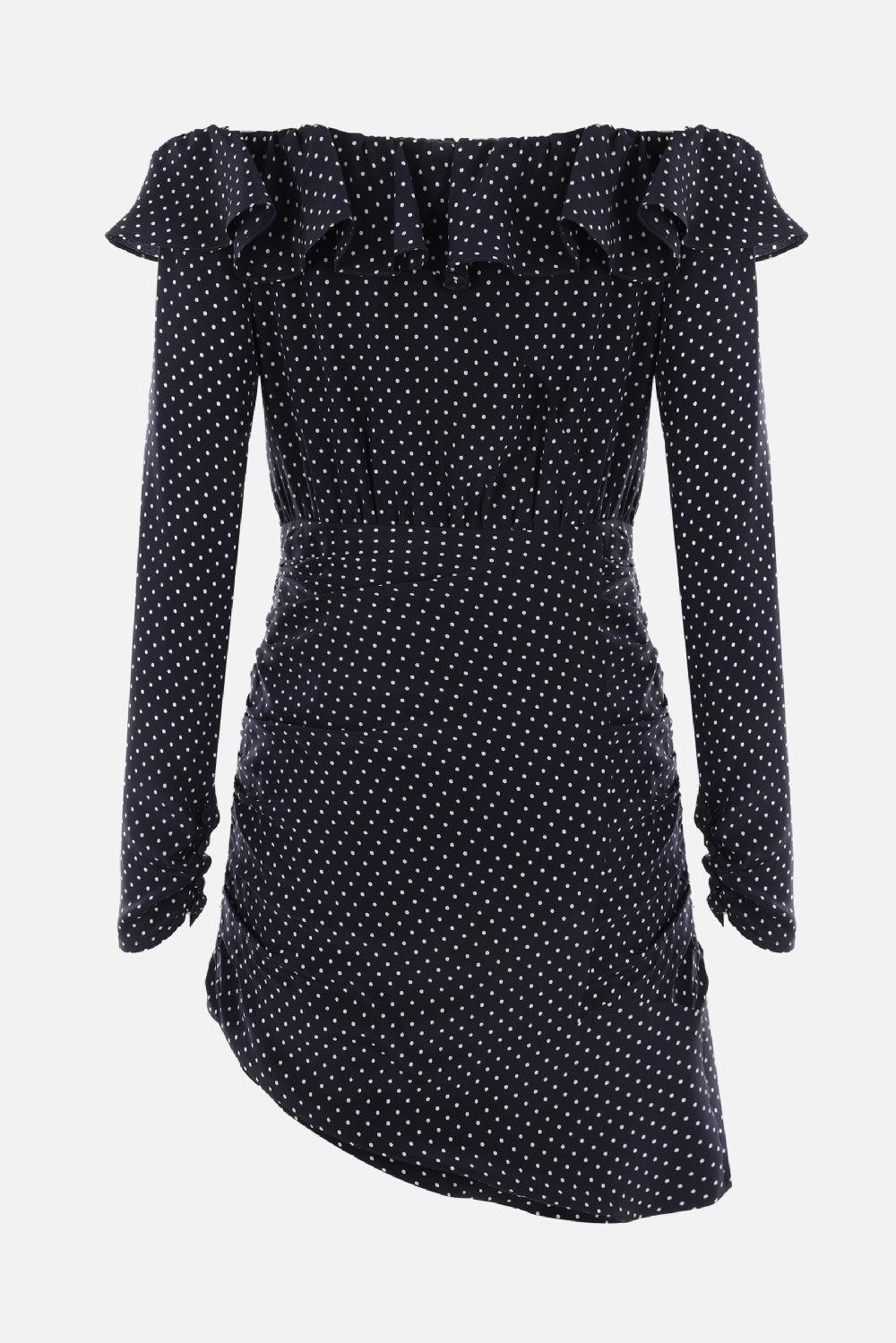 ALESSANDRA RICH Miniabito Off-the-shoulder In Seta A Pois