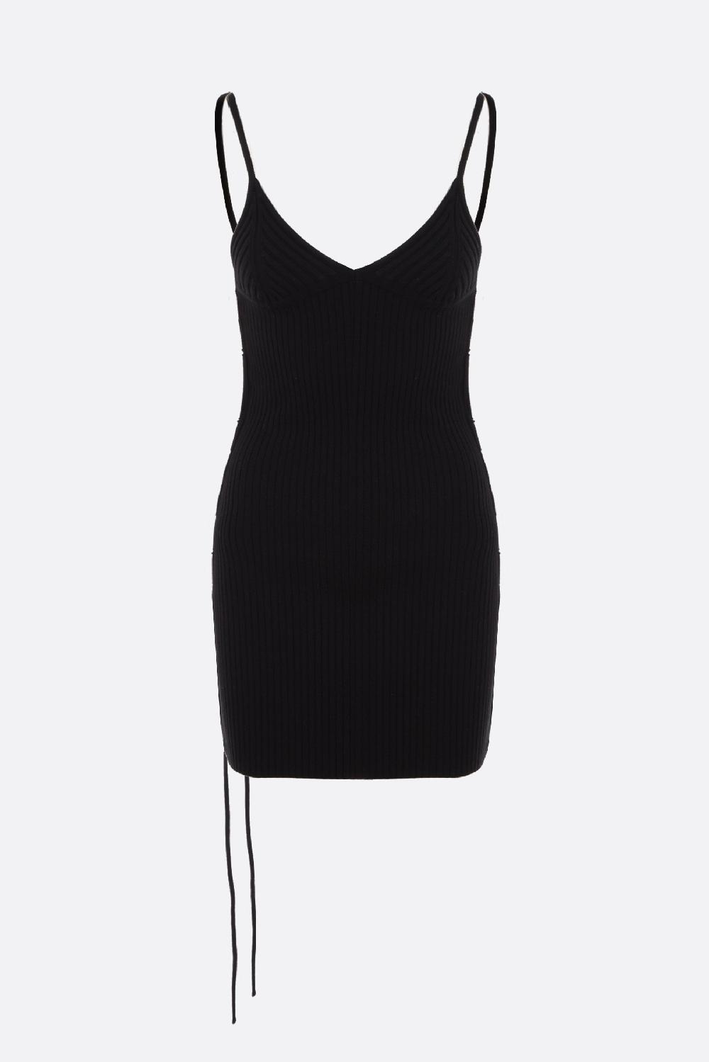 OFF WHITE Miniabito Smanicato In Maglia Stretch A Costine