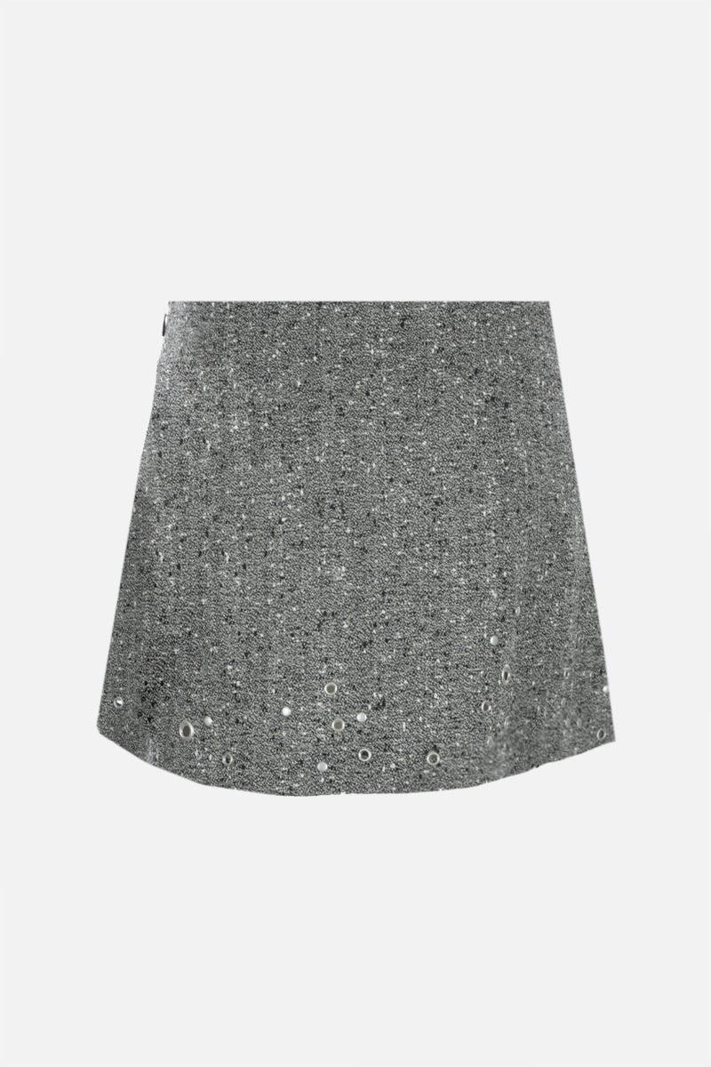 DURAZZI MILANO Minigonna A Trapezio In Misto Lana Con Borchie E Occhielli