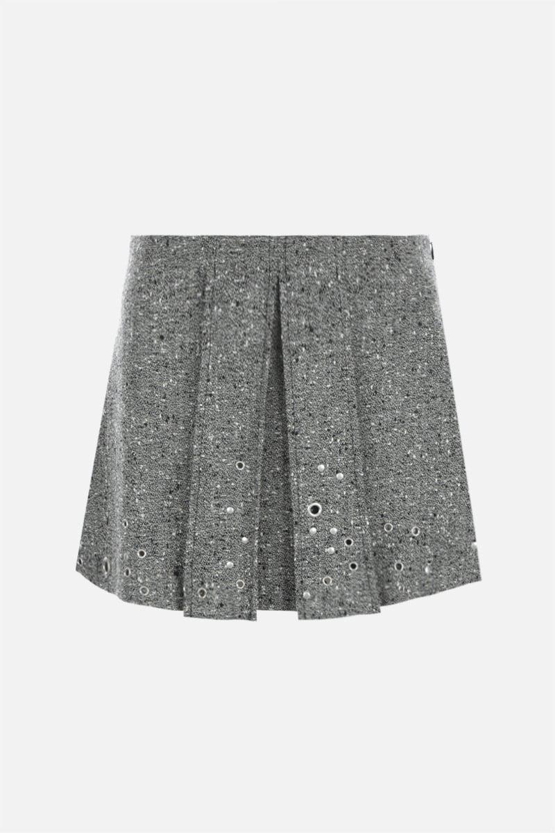 DURAZZI MILANO minigonna a trapezio in misto lana con borchie e occhielli