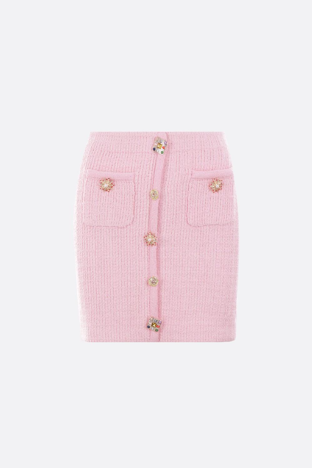 SELF PORTRAIT minigonna in maglia con bottoni gioiello